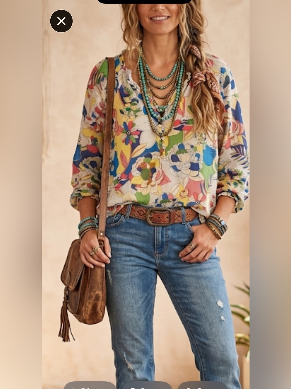 Talbots Multicolor Floral Blouse long sleeve size large